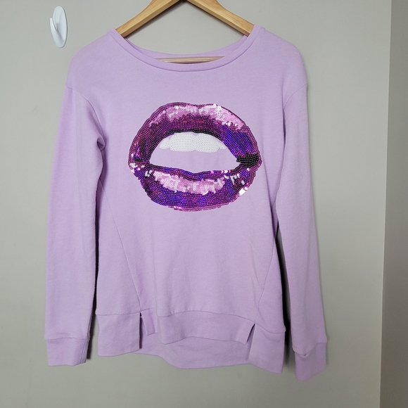 Juicy Couture Tops - Juicy Couture Sequin Lips Terry Sweatshirt Size XS